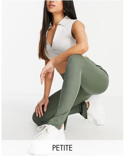 Flounce London Narrow Ribbed leggings With Side Split - Green