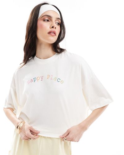 ONLY Happy Place Cropped T-shirt - White