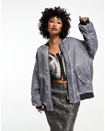 ASOS Chaqueta bomber extragrande con lavado gris - Negro