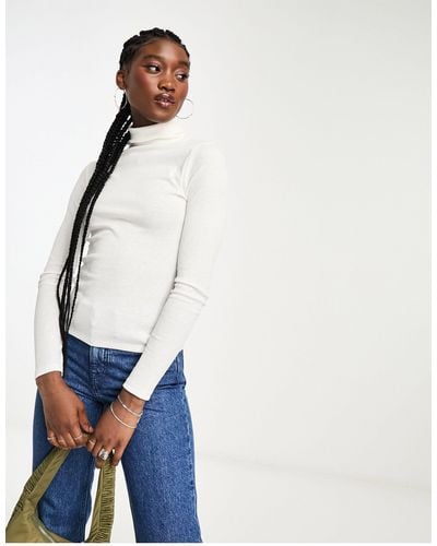 New Look Ribbed Roll Neck - White