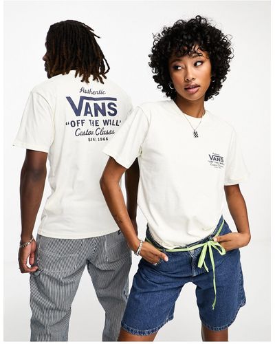 Vans Camiseta blanco hueso clásica con estampado trasero holders street - Azul