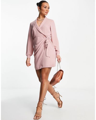 ASOS Collared Wrap Mini Dress - Pink