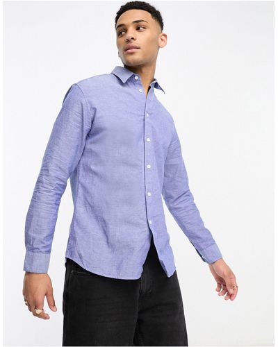 SELECTED Long Sleeve Linen Mix Shirt - Purple