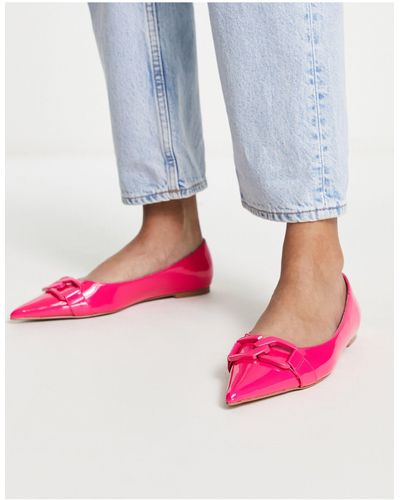 ASOS Lawless Pointed Toe Ballet Flats With Chain - Pink