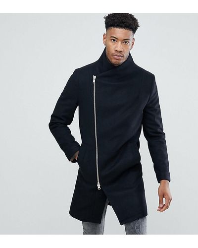 Religion Tall Coat With Asymmetric Zip - Black
