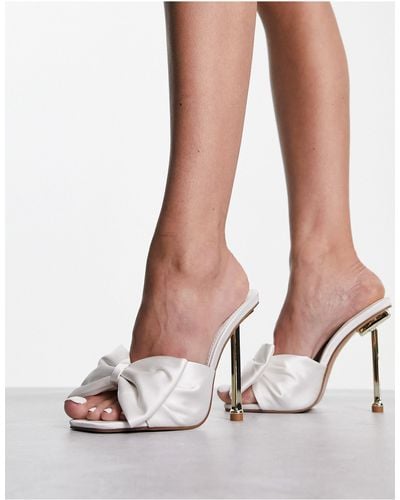 Glamorous Bow Heeled Sandals - White