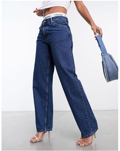 Calvin Klein Jeans dritti stile anni '90 lavaggio medio - Blu