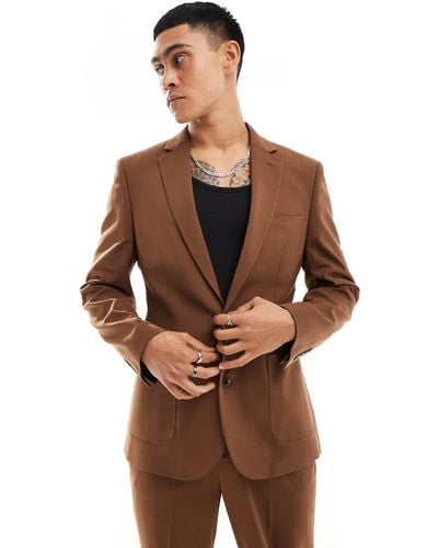 ASOS Skinny Suit Jacket - Brown
