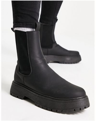 ASOS Chelsea Calf Boots With Chunky Sole - Black