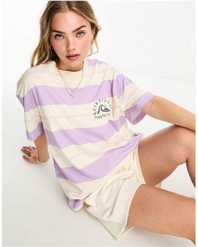 Quiksilver – t-shirt mit streifen - Pink