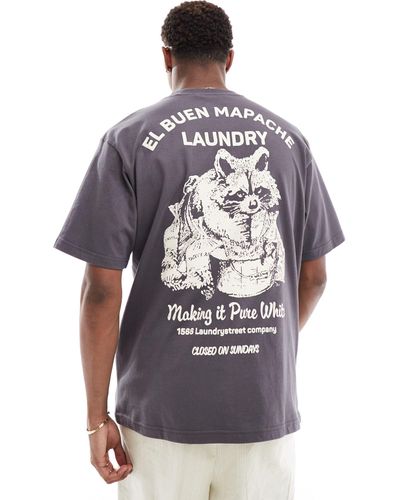 Pull&Bear Bear Backprinted T-shirt - Grey