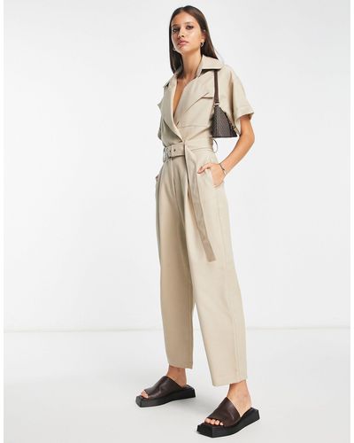 ASOS DESIGN tailored square neck jumpsuit with kick flare in white