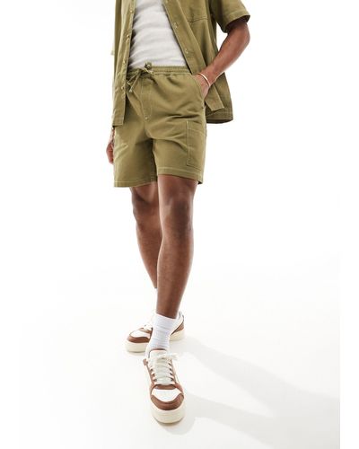 ASOS Co-ord Wide Cargo Short With Elasticated Waist - Green