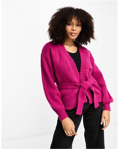 Y.A.S Wrap Knit Cardigan - Pink