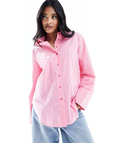 Object Camisa rosa extragrande a rayas