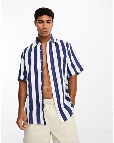 Pull&Bear Striped Shirt - Blue