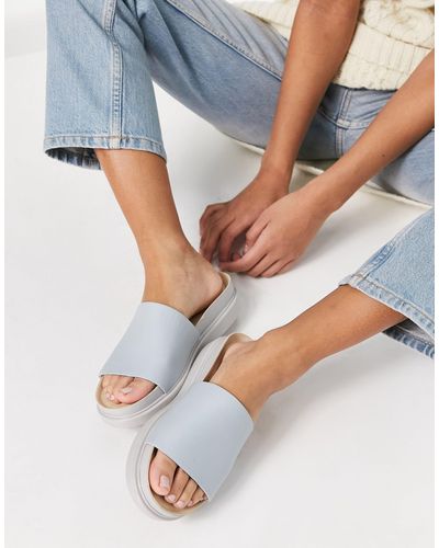 Vagabond Shoemakers Erin Flatform Leather Slides - Blue