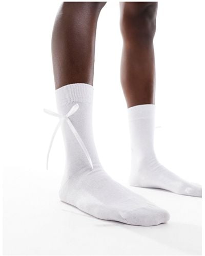 Collusion Ankle Socks With Bow - White