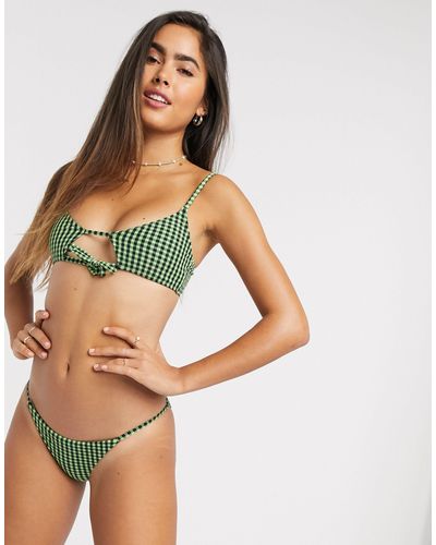 TOPSHOP Slip bikini color lime a quadretti - Verde