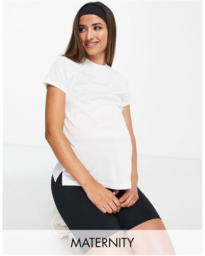 ASOS 4505 Maternity - t-shirt tecnica con logo - Bianco