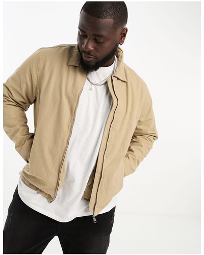 Threadbare Plus - camicia giacca color pietra con zip - Neutro