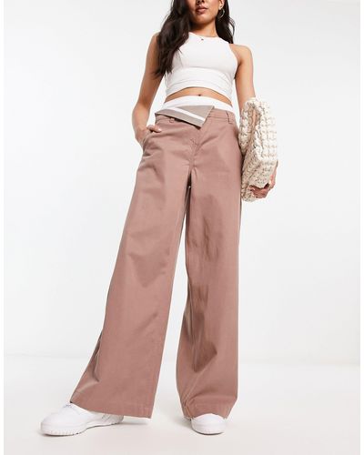ASOS Low Rise Deconstructed Waistband Trouser - Pink