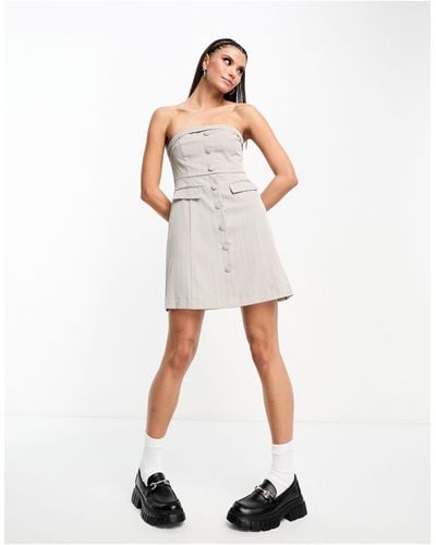 Noisy May Tailored Button Down Mini Dress - White