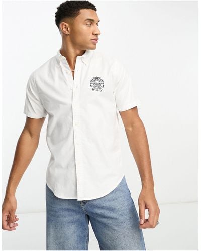 Abercrombie & Fitch Logo Short Sleeve Oxford Shirt - White