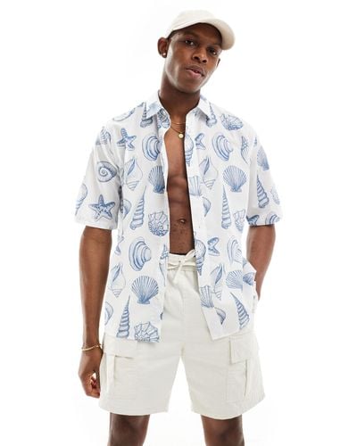 Only & Sons Relaxed Fit Shirt With Shell Print - White