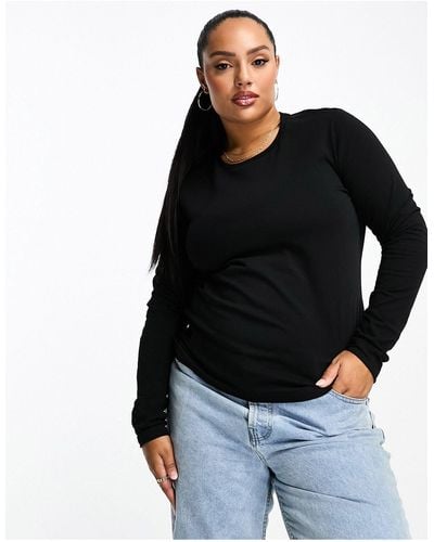 ASOS Asos Design Curve Ultimate Slim Fit T-shirt With Long Sleeve - Black