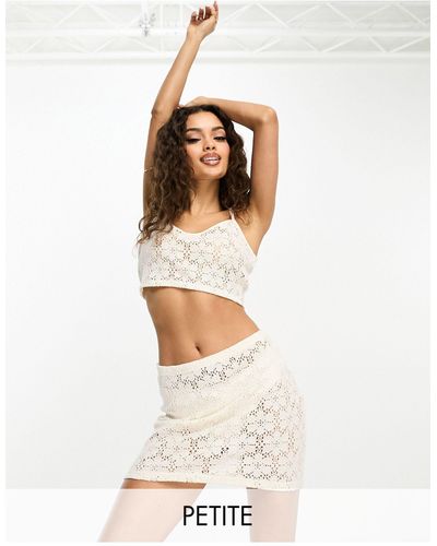 Pieces Exclusive Crochet Mini Skirt Co-ord - White