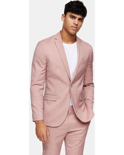 TOPMAN Slim Suit Jacket With Peak Lapels - Pink