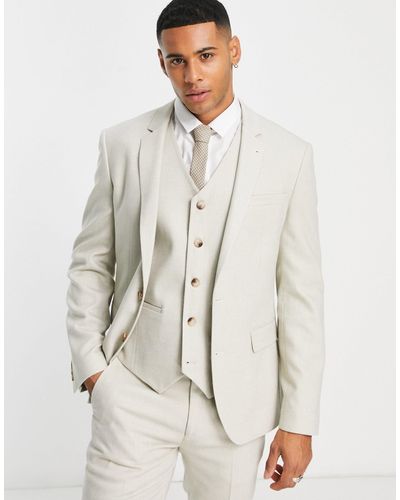 ASOS Wedding Skinny Wool Mix Suit Jacket - Natural