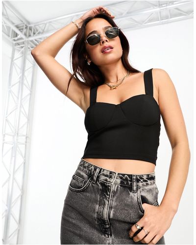 Pimkie Crop top con scollo a cuore - Nero