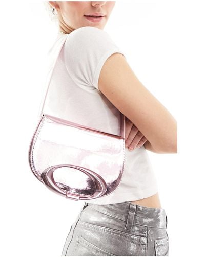ASOS Metallic Shoulder Bag With Circle Hardware - White