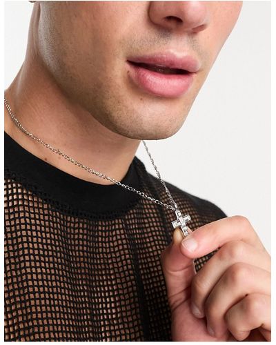 Icon Brand Icon Stainless Steel Herringbone Cross Pendant Necklace - Black