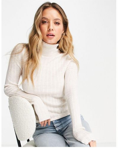 American Eagle Ribbed Long Sleeve Turtle Neck - White