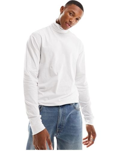 Only & Sons Roll Neck Long Sleeve Top - White