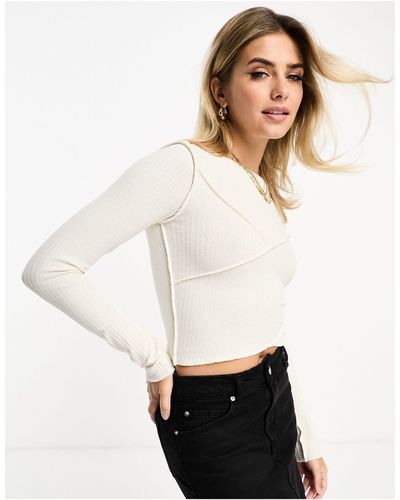 Pull&Bear Exposed Seam Wrap Detail Top - White