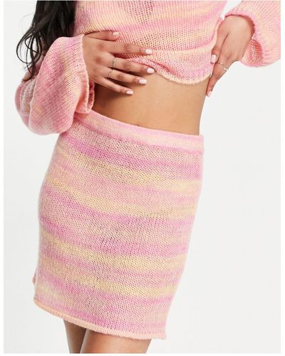 NA-KD X Miss Lisibell Co-ord Knitted Tie Waist Mini Skirt - Pink
