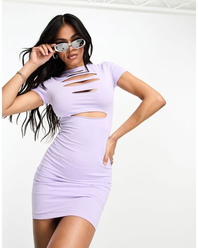 Sixth June Cut Out Bodycon Mini Dress - Purple