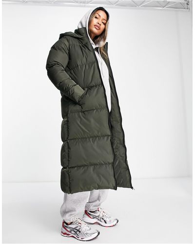 French Connection Long Length Hooded Padded Jacket - Green