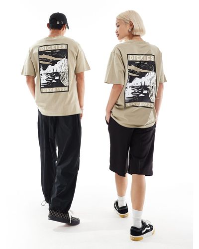 Dickies Exclusivité asos - - north plain - t-shirt manches courtes avec imprimé au dos - kaki - Noir