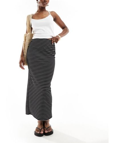 New Look Stripe Midi Skirt - Black