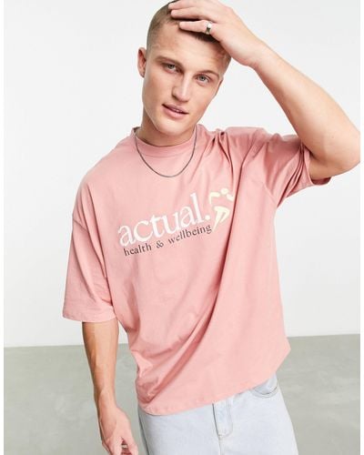 ASOS Asos Actual Oversized T-shirt With Logo Front Print - Pink