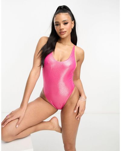 Speedo Solid Foil Print Mulitway Swimsuit - Pink