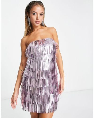 River Island Fringed Sequin Mini Dress - Purple
