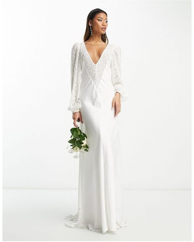 EVER NEW Bridal Exclusive Full Sleeve Lace Maxi Dress - White