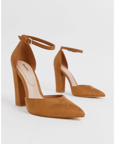 ALDO Nicholes Heeled Pumps With Ankle Strap - Brown
