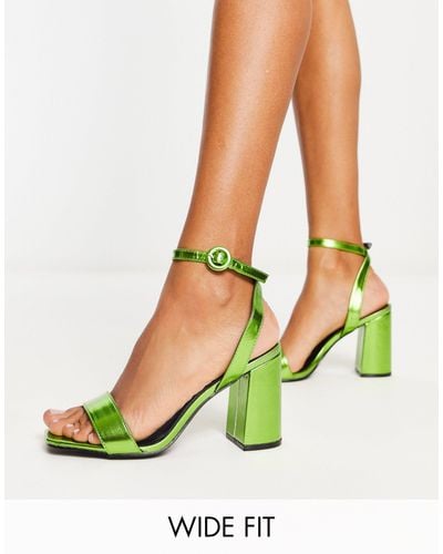 Raid Wide Fit Wink - sandali con tacco largo a pianta larga metallizzato - Verde